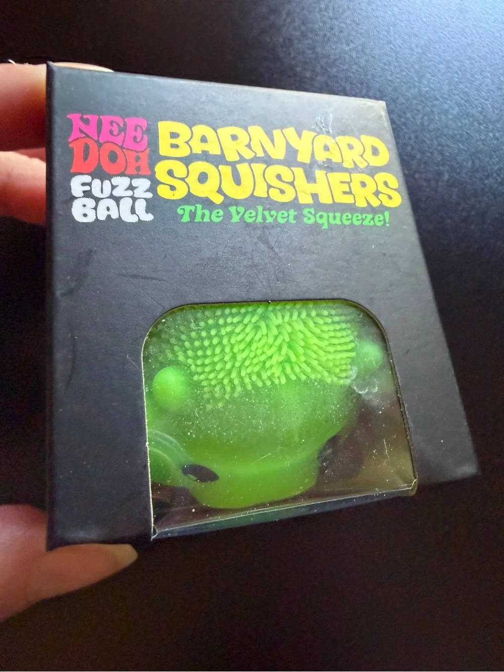 Nee Doh Schylling Barnyard Fuzz Ball Squishers Green Cow Velvet Squishy Squeeze